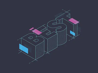 BEST 3d best build illustration isometric line monoweight outline typography wireframe