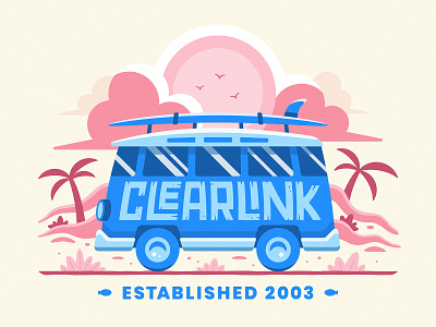 Clearlink Spring Merch beach clearlink clouds drive driving fish hot illustration old palm sand summer sunny sunshine surf surfing trees utah van warm