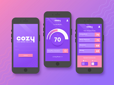 Cozy App app branding iphone logo mobile temperature thermostat ui user experience user interface ux