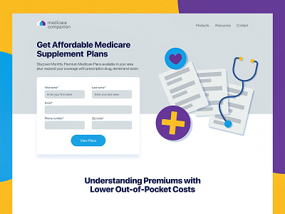 Affordable Medicare Exploration doctor fields form health healthcare illustration insurance landing medical medicare page stethoscope ui ux