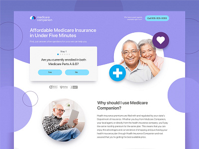 Medicare Comp Landing design elderly form landing medical medicare page step ui ux web