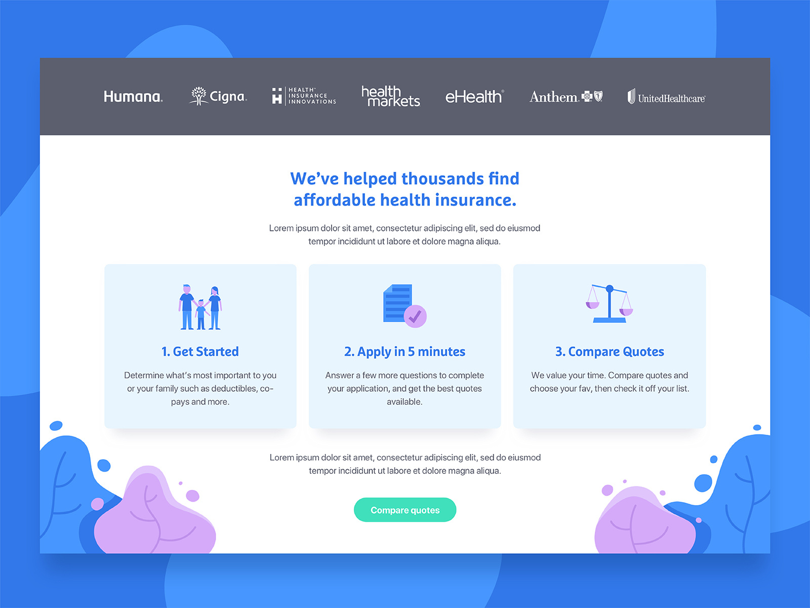 Health Insurance Comp Steps by Tanner Wayment on Dribbble