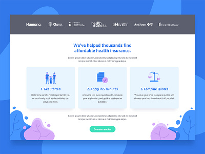 Health Insurance Comp - Steps health illustration insurance landing landing page steps trees ui user interface ux