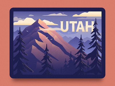 Utah Illustration badge illustration mountain mountains outdoor outdoors patch texture trees utah wilderness