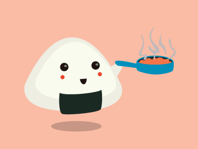 Cooking Nice Rice avatar character cooking food fry pan icon illustration rice riceball vector