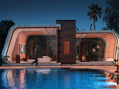 Relaxation 3d archvis 3d visualization aouabdia mohamed ramzi architecture day fire house night photoshop ramzi ps plus relaxation rendering sketchup vray waterpool
