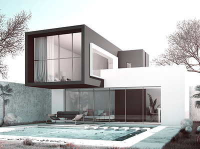Simple 3d 3d archvis 3d visualization architecture day design house photoshop ramzi ps plus rendering sketchup vray