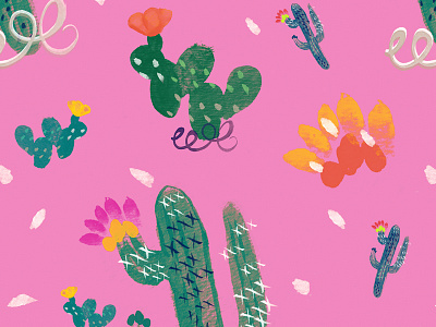 Fiesta Cacti cacti cactus digital fiesta flower illustration nopal pattern textile watercolor