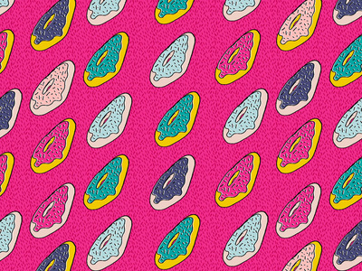 Donut pattern swatch pink swatch motif watercolor surface pattern surface design pattern colorful pastel illustration gouache flat doughnut donuts dessert color baked goods