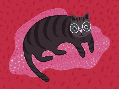 Kitty Boy pattern milwaukee print digital pink colorful procreate art procreate flat quirky glasses portrait pet portrait pet cat kitty illustration