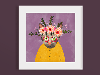 Tabby Portrait with floral crown