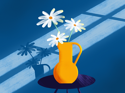 Daisies in a vase blue chamomile daisies in a vase flower illustration plants