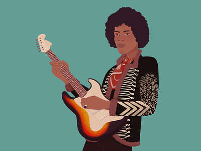 Jimi Hendrix #retroctober2021 character guitar illustration jimi hendrix retroctober2021