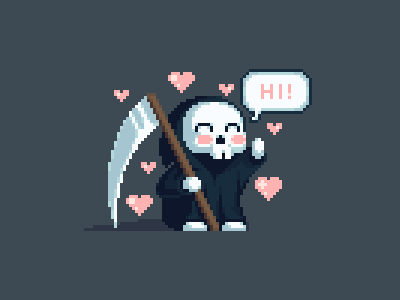 Grim Reaper arcadehero cute funny grimreaper illustration kawaii pixel pixelart pixeldailies