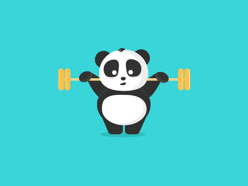 Workout with panda animation cute fart fat gif gym illustration minimal motion panda relax training
