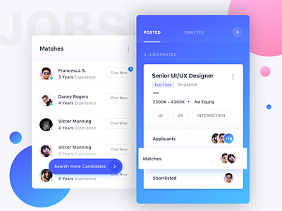 Search Candidates contact dashboard hire icon illustration job list mobile post ui ux