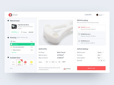 Hybrid Page Design 3d printing add to cart cart filters form illustration ui ux web