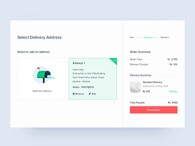 Delivery Page 3d add address design illustration new order payment printing ui ux