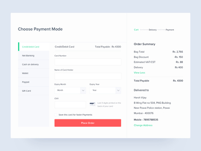 Choose Payment Mode 3d banking card credit design illustration net order payment printing ui ux