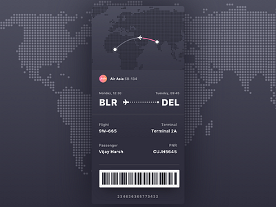 Flight Detail Page Dark UI barcode dark design flight landing management mobile sms ui ux