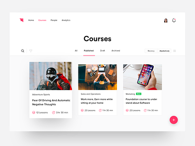 Courses Page course dashboard design learn learning lms ui ux web