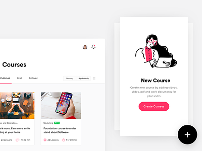 Add New Course app dashboard design icons illustration landing lesson lms ui