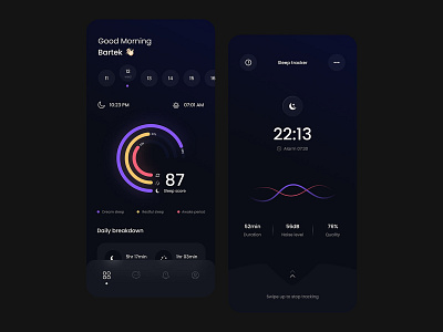 Sleep Tracker App Design app app design design ui ui design uiux ux