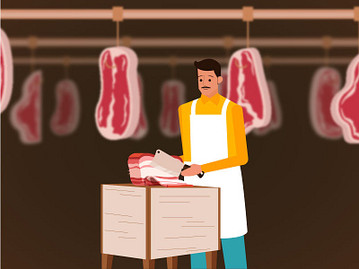 The Butcher butcher character illustration meat shop vector