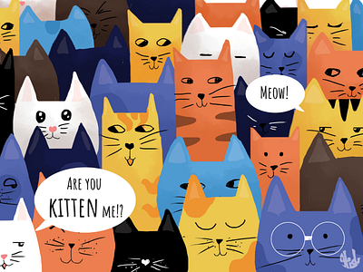 Are You "Kitten" Me!? cats colours illustration kittens photoshop puns