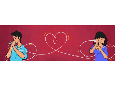 Strings Attached : Love attached couple dribbbleshot illustraion illustration art love strings