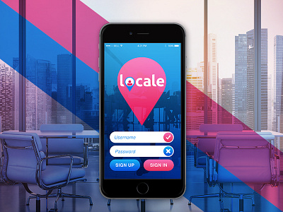 Locale app blue design illustrator interface iphone login phone photoshop pink screen ui