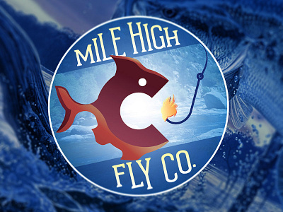 Mile High Fly Co. blue branding colorado concept design fish fishing icon logo red