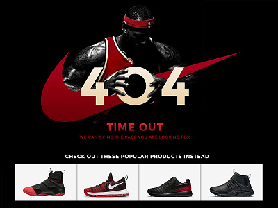 404 Error Page 404 black daily ui dailyui design error gold nike page red ui white