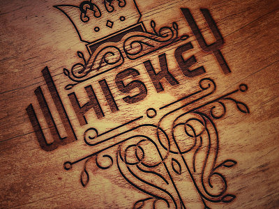Whiskey Team Logo brown burn design elegant logo ornate whiskey wood
