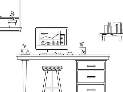 Desk Lines v1 analytics computer desk graph illustration lines stroke