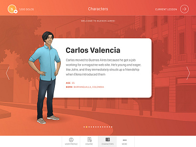 Characters app design characters interface ipad language learning solo spanish