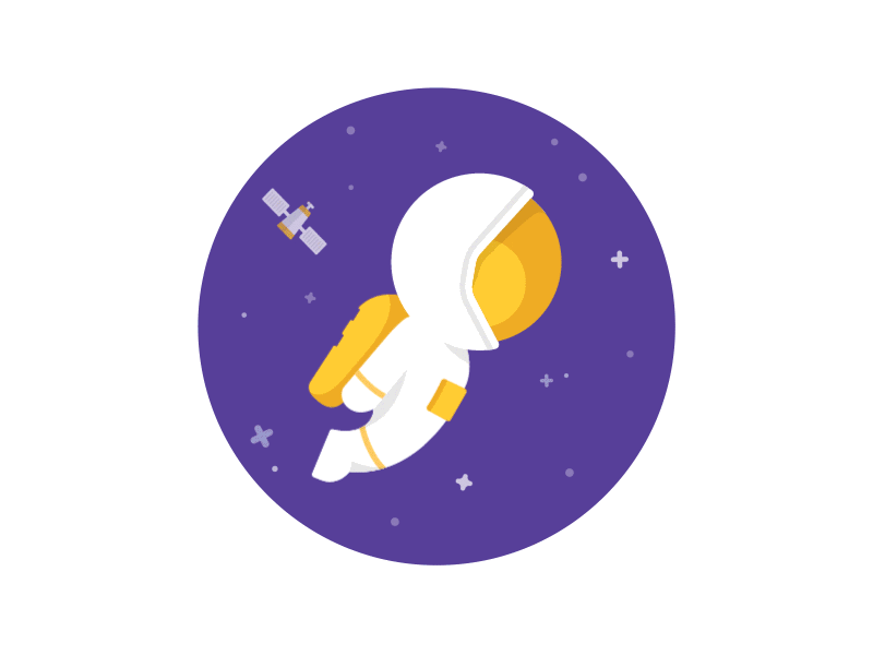 Spaceman in Space animation astronaut floating flying fun icon identity logo simple space stars