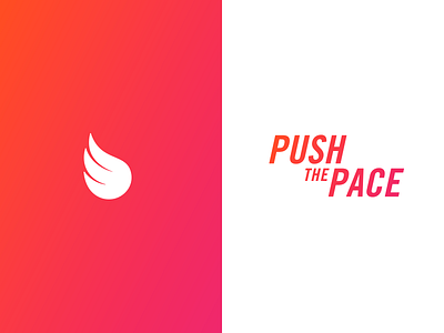 push it app fitness flame identity logo sleek spark speed wing