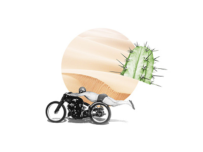 Land Speed cactus collage desert motorcycle side project vintage