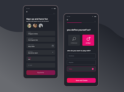 App Mobile - Naughty app date form game login mobile ui