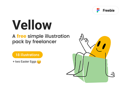 Vellow. Free illustration pack cartoon character characters figma freebie illustration kit yellow