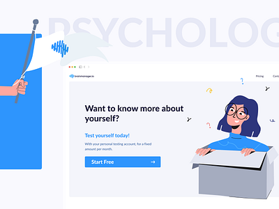 Brainmanager. Let's test your brain illustration psychology site ui web design website