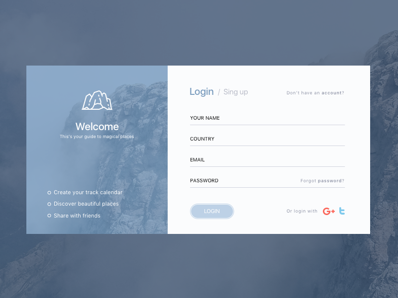 Login board by Inna Murzina on Dribbble