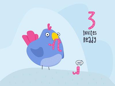 Dribblble Invites bird dribbble illustration invite invites worm