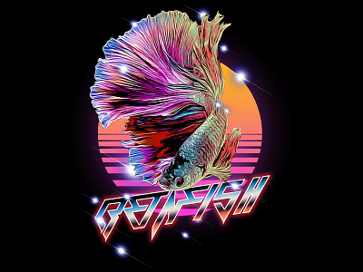 Beta Fish Detailed Art 70s 80s artwork design detailed graphic design illustration logo motion graphics