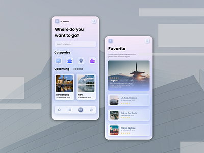 Travel App - Glassmorphism app apps design glassmorphism travel ui ui design