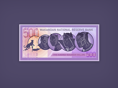 $500 africa bank note black panther currency dollars illustration illustration design illustrator marvel money vector wakanda weekly warm-up weekly warmup