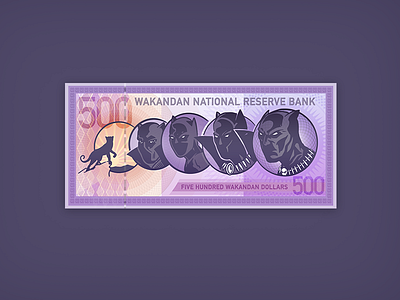 $500 africa bank note black panther currency dollars illustration illustration design illustrator marvel money vector wakanda weekly warm up weekly warmup