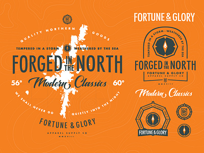 F&G:0007 Modern Classic branding sheet apparel brand assets branding branding and identity branding concept branding design compass design dundee fortune and glory fortuneandglory icon identity illustration logo shetland sticker t shirt typography vector