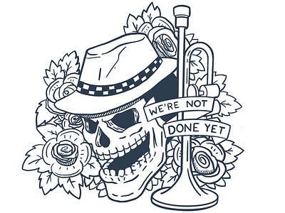 Not done yet - WIP flowers illustration procreate rose ska skull tattoo